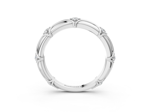 White gold Round Diamond Prong-Set Milgrain Eternity Band