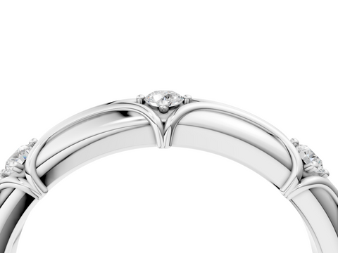White gold Round Diamond Prong-Set Milgrain Eternity Band