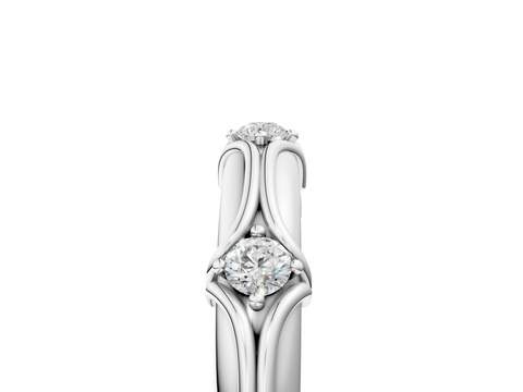 White gold Round Diamond Prong-Set Milgrain Eternity Band