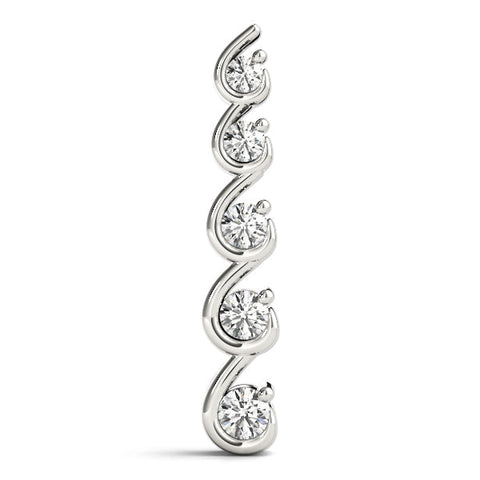 Silver Round Diamond S-Curve Prong Pendant