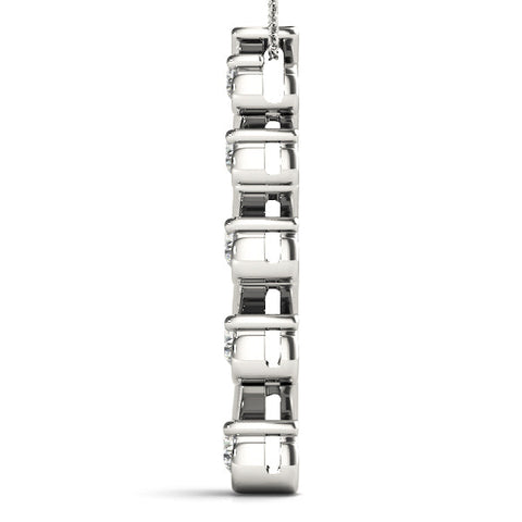 Silver Round Diamond S-Curve Prong Pendant