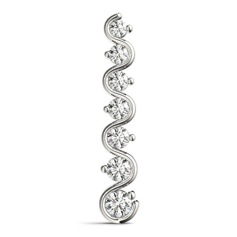 Silver Round Diamond S-Curve Prong Set Pendant