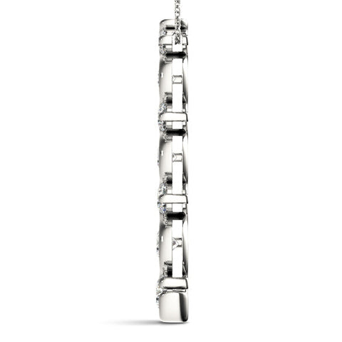 Silver Round Diamond S-Curve Prong Set Pendant