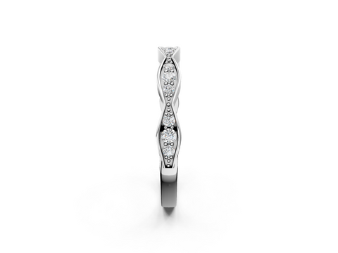 Platinum Round Diamond Scalloped Pavé Eternity Band