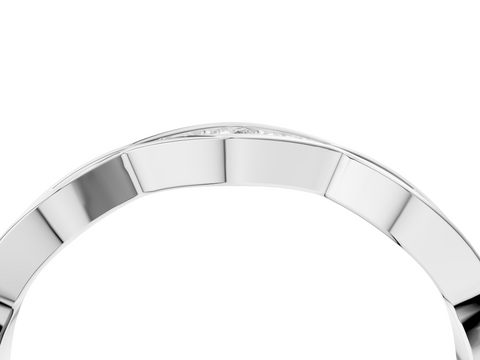 White gold Round Diamond Scalloped Pavé Eternity Band