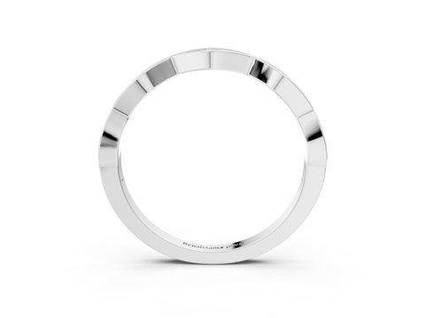 Platinum Round Diamond Scalloped Pavé Eternity Band