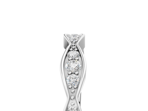 Platinum Round Diamond Scalloped Pavé Eternity Band