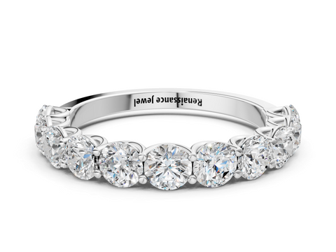 Platinum Round Diamond Shared Prong Eternity Band
