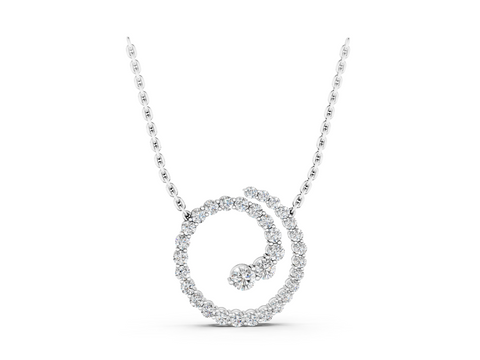 White gold Round Diamond Spiral Pendant with Prong Setting