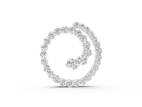 White gold Round Diamond Spiral Pendant with Prong Setting