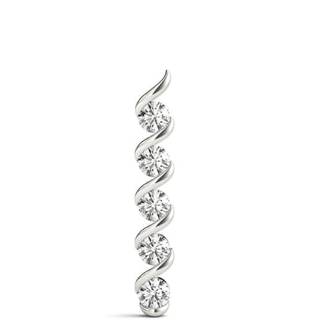 Silver Round Diamond Spiral Prong Pendant
