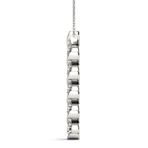 Silver Round Diamond Spiral Prong Pendant