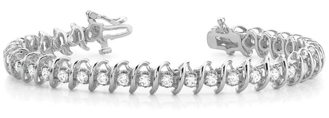 White gold Round Diamond Spiral Prong Tennis Bracelet