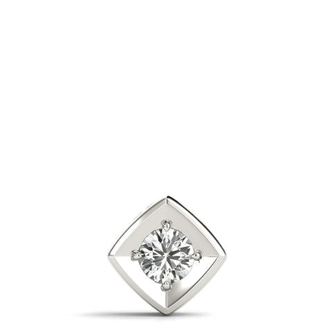 Silver Round Diamond Square Bezel Pendant
