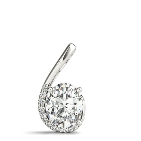 Silver Round Diamond Swirl Pendant with Prong Setting