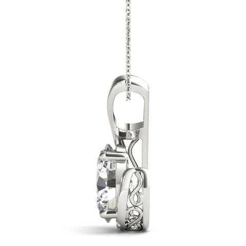 Silver Round Diamond Swirl Pendant with Prong Setting