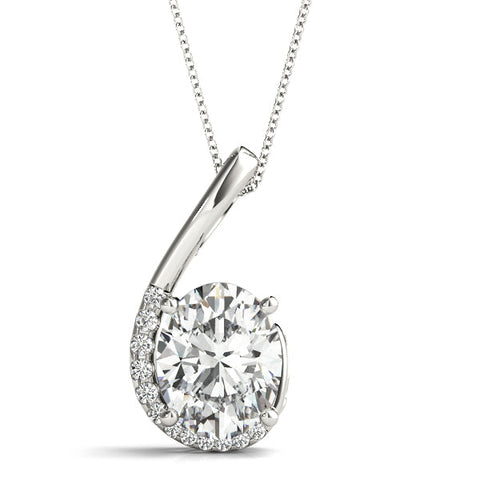 Silver Round Diamond Swirl Pendant with Prong Setting