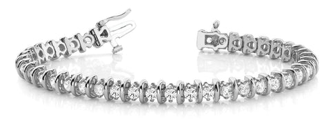 White gold Round Diamond Tennis Bracelet with Channel Setting and Box Clasp