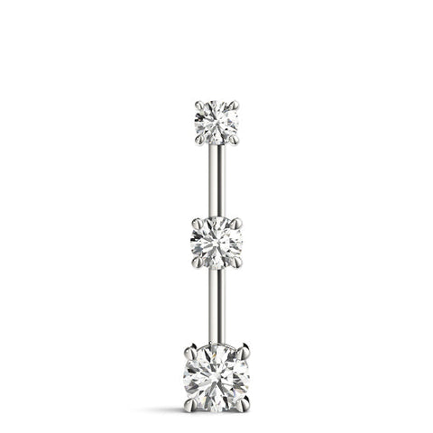 Silver Round Diamond Triple Bar Pendant with Four-Prong Setting