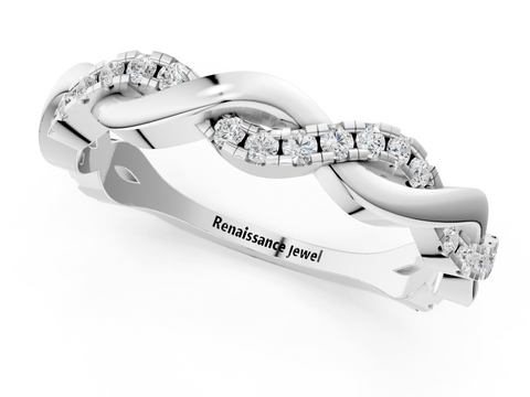 Platinum Round Diamond Twist Eternity Band with Pavé Setting