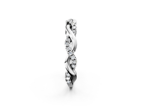 White gold Round Diamond Twist Eternity Band with Pavé Setting
