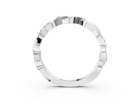 White gold Round Diamond Twist Eternity Band with Pavé Setting