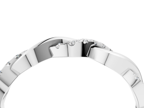 Platinum Round Diamond Twist Eternity Band with Pavé Setting