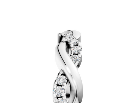 White gold Round Diamond Twist Eternity Band with Pavé Setting