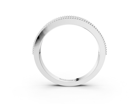 Platinum Round Diamond Twist Milgrain Band with Bezel Setting