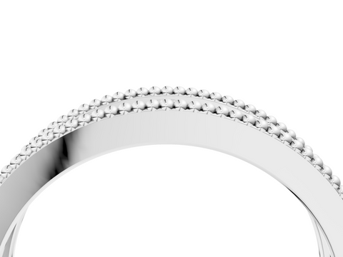 Platinum Round Diamond Twist Milgrain Band with Bezel Setting