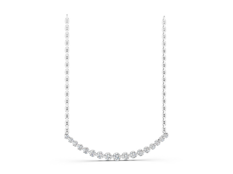 White gold Round Diamond V-Prong Bar Pendant