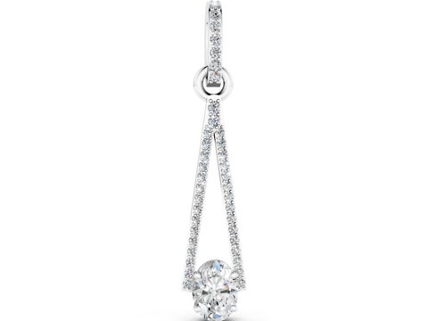 White gold Round Diamond V-Prong Pavé Pendant
