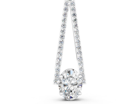 White gold Round Diamond V-Prong Pavé Pendant