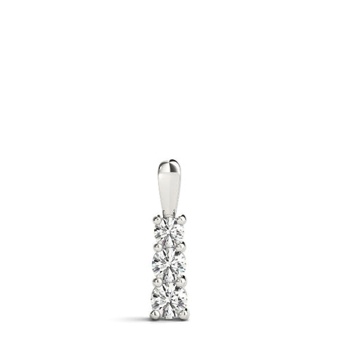 Silver Round Diamond Vertical Prong Pendant