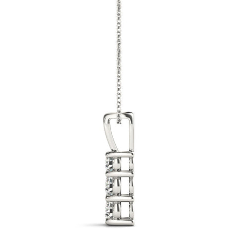 Silver Round Diamond Vertical Prong Pendant
