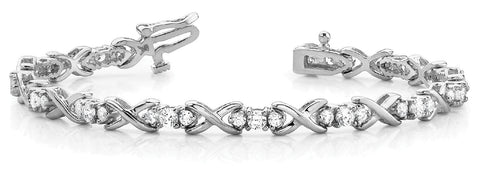 White gold Round Diamond X-Link Tennis Bracelet with Prong Setting