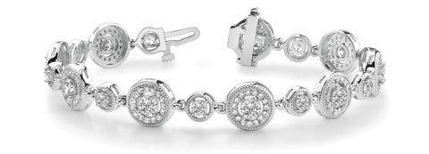 White gold Round Halo Diamond Tennis Bracelet with Bezel Setting