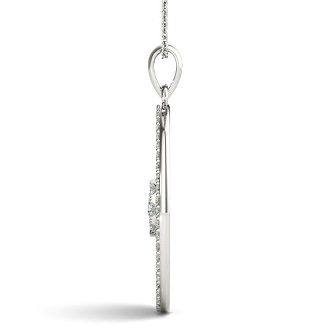 White gold Round Halo Filigree Pendant with Pavé Setting