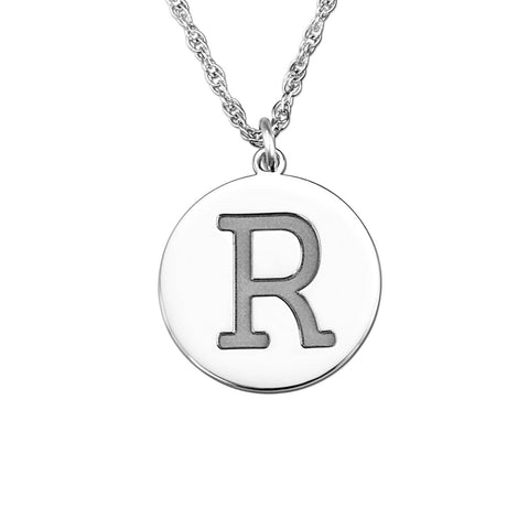 Silver Round Initial Pendant Necklace
