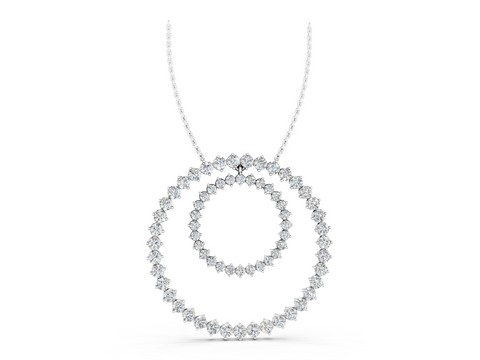 White gold Round Moissanite Double Halo Prong Set Pendant