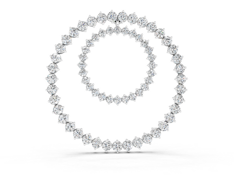White gold Round Moissanite Double Halo Prong Set Pendant