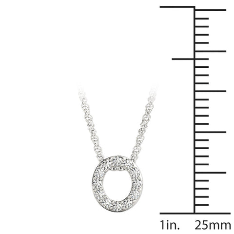 Silver Round Pavé Diamond Circle Pendant