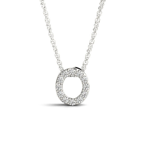 Silver Round Pavé Diamond Circle Pendant