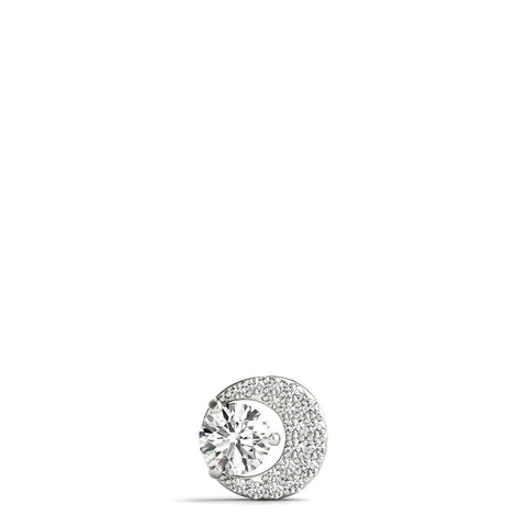 Silver Round Prong-Set Diamond Pavé Pendant