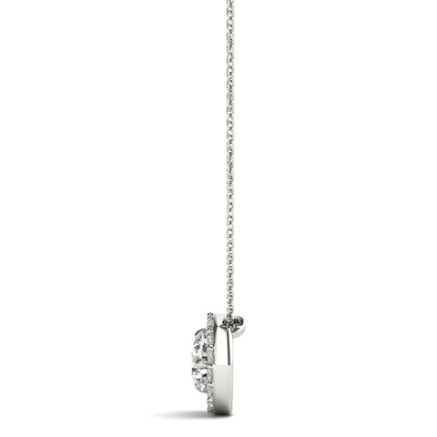 Silver Round Prong-Set Diamond Pavé Pendant