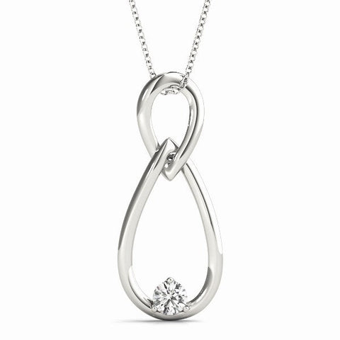 Silver Round Solitaire Bezel Infinity Pendant