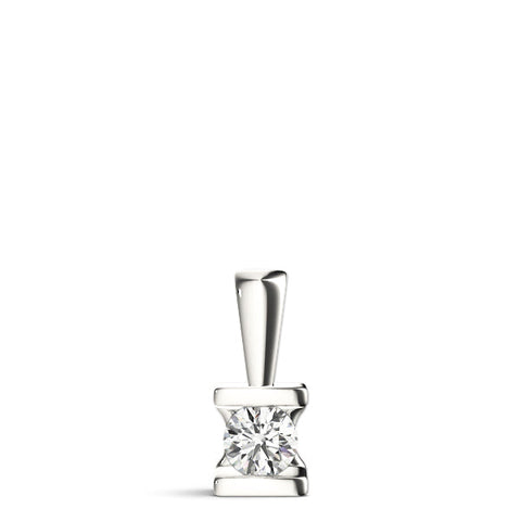 Silver Round Solitaire Bezel-Set Diamond Pendant