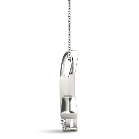 Silver Round Solitaire Diamond Twist Pendant