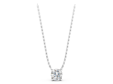 White gold Round Solitaire Pendant with Four-Prong Basket Setting
