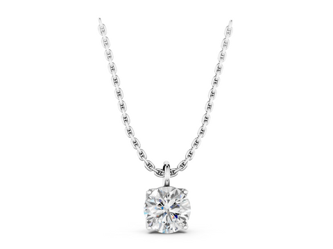 White gold Round Solitaire Pendant with Four-Prong Setting